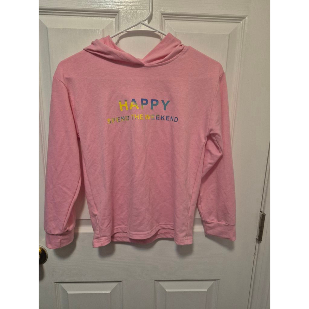 Girls Arshiner Hoodie Size 12 Pink Multicolor "Happy Spend The Weekend"